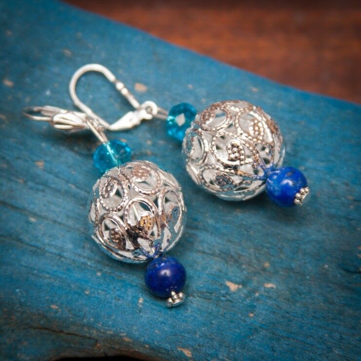 Swirly Earrings - Round CZ Tanzanite wholesale handmade jewelry by Sosie  Designs